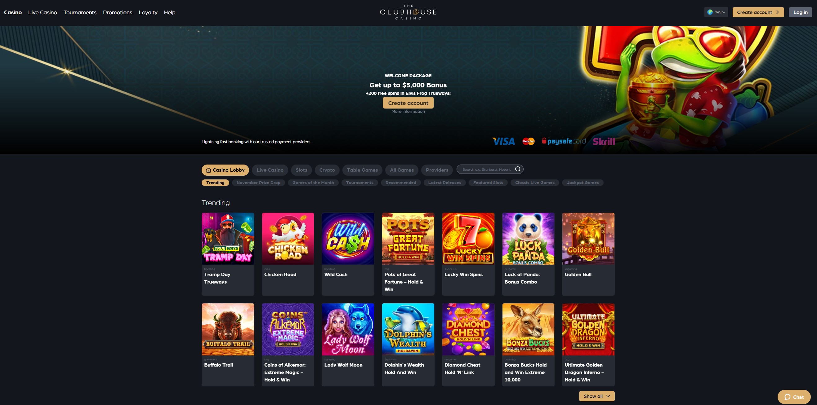 Preview of The Clubhouse Casino lobby